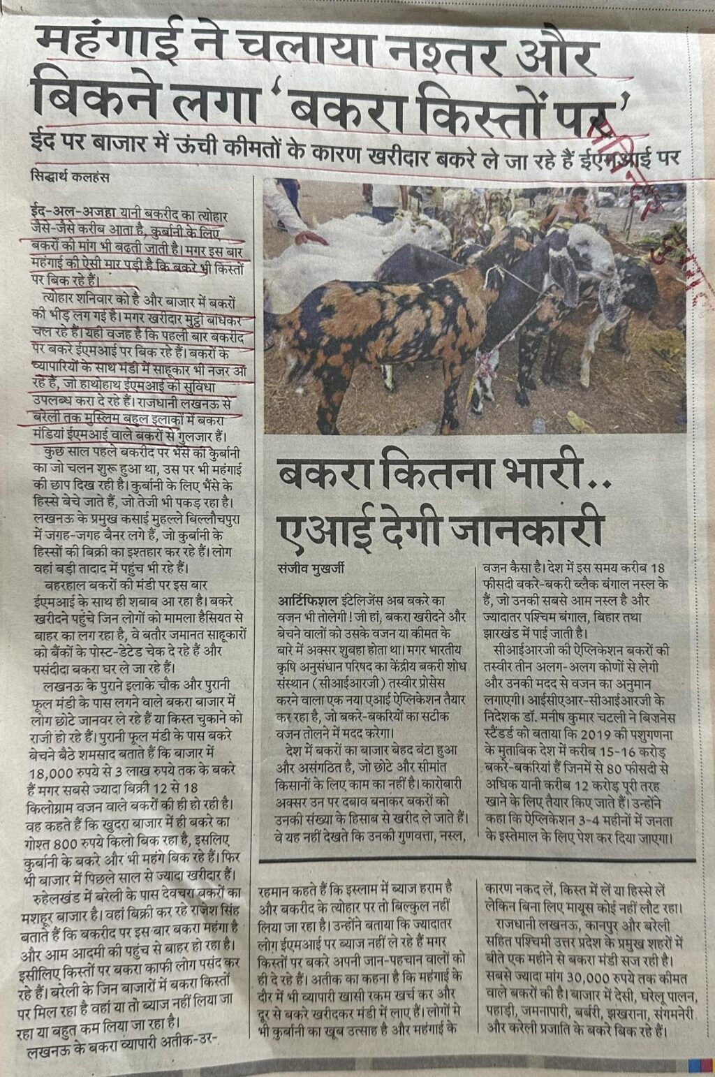 महंगाई ने चलाया नश्तर और बिकने लगा 'बकरा किस्तों पह'