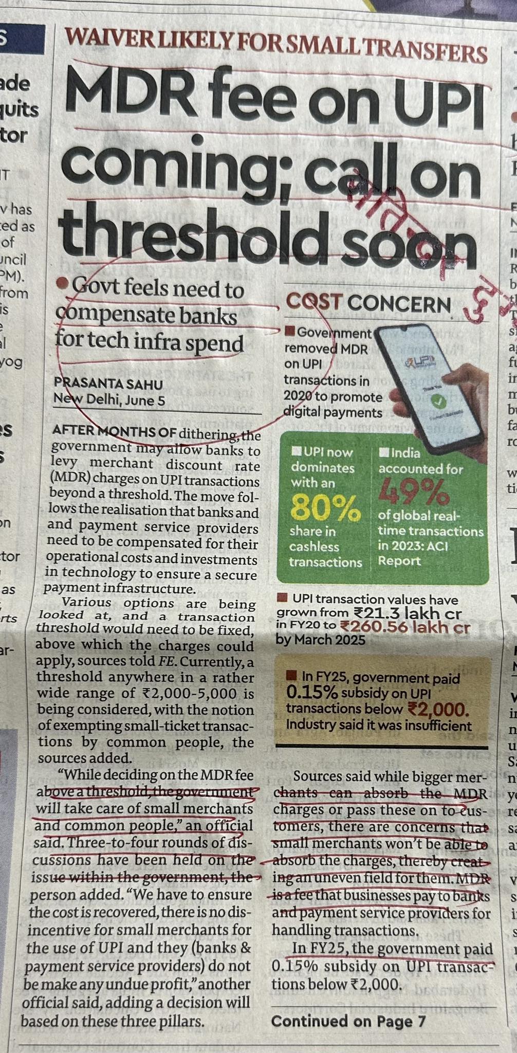 MDR fee on UPI coming; call on threshold soon