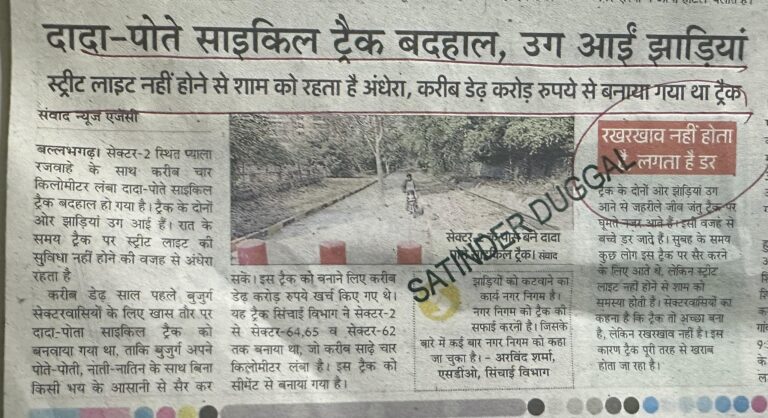 दादा-पति साइकिल ट्रैक बदहाल, उग 3sqrt(15) झाड़ियां